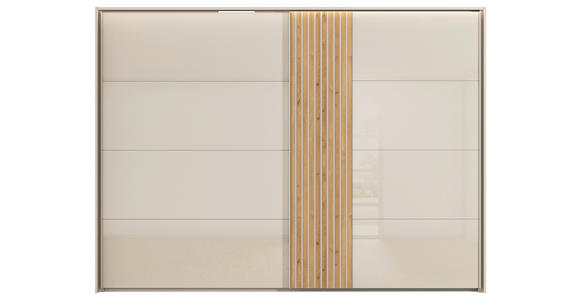 SCHWEBETÜRENSCHRANK 301/223/68 cm 2-türig Eichefarben, Champagner - Champagner/Eichefarben, Design, Glas/Holzwerkstoff (301/223/68cm) - Novel