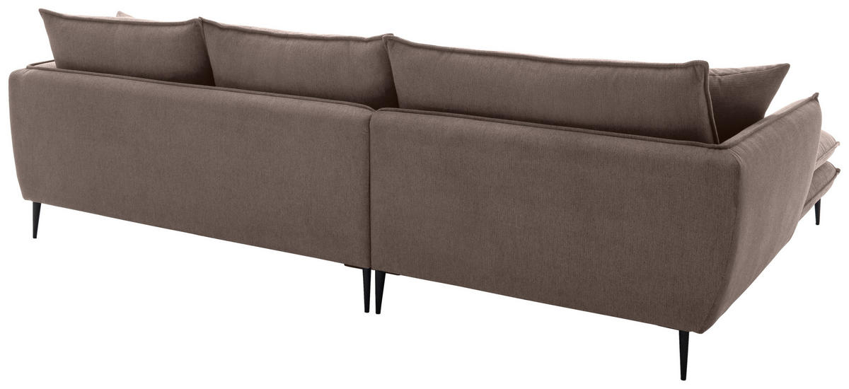 ECKSOFA Braun Webstoff  - Schwarz/Braun, KONVENTIONELL, Textil/Metall (196/304cm) - Hom`in