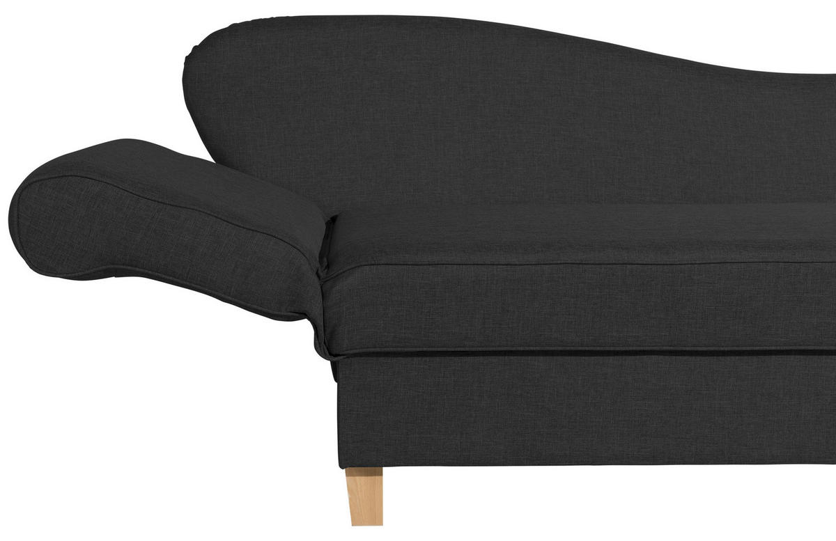 RÉCAMIERE Schwarz Flachgewebe  - Buchefarben/Schwarz, Design, Holz/Textil (190/88/82cm) - Max Winzer