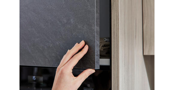 EINBAUKÜCHE   - Schieferfarben/Eschefarben, Basics, Holzwerkstoff - Novel