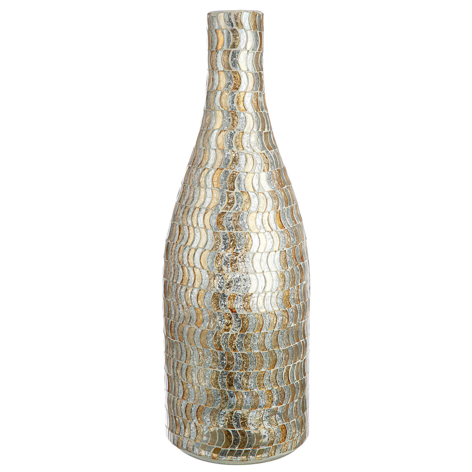 VASE  - Silberfarben/Goldfarben, Basics, Glas (13/37cm)