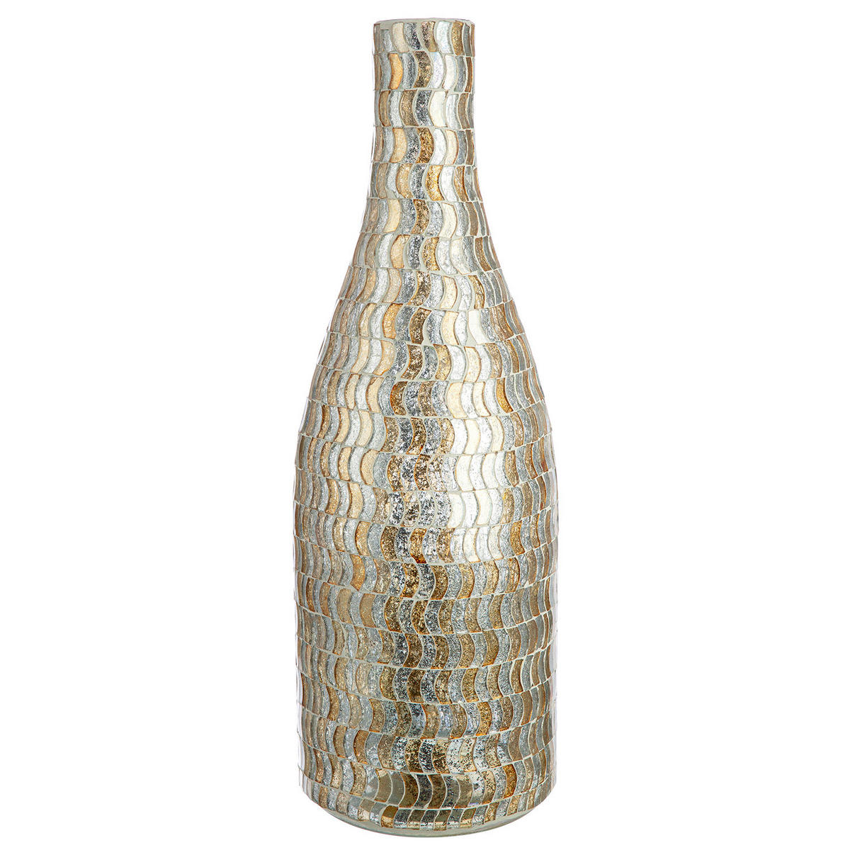 VASE  - Silberfarben/Goldfarben, Basics, Glas (13/37cm)