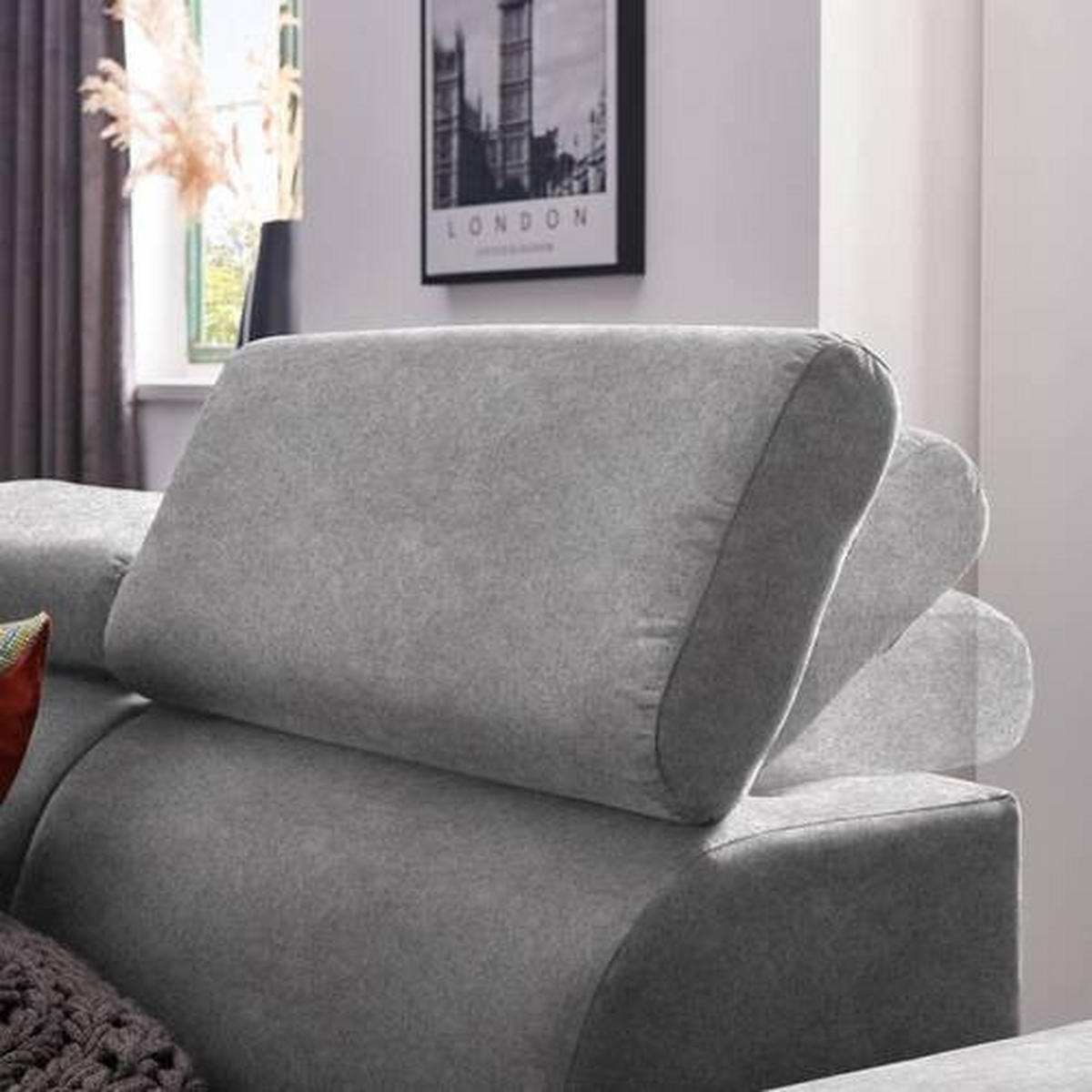 ECKSOFA in Velours Grau  - Schwarz/Grau, Design, Textil/Metall (191/261cm) - Stylife