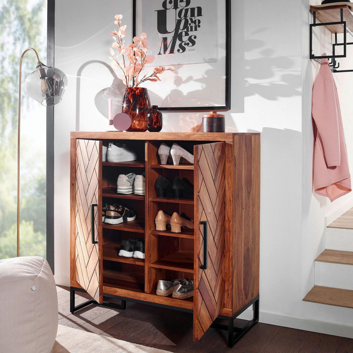 SIDEBOARD  in 100/105/40 cm  - Sheeshamfarben/Schwarz, Design, Holz/Metall (100/105/40cm) - MID.YOU