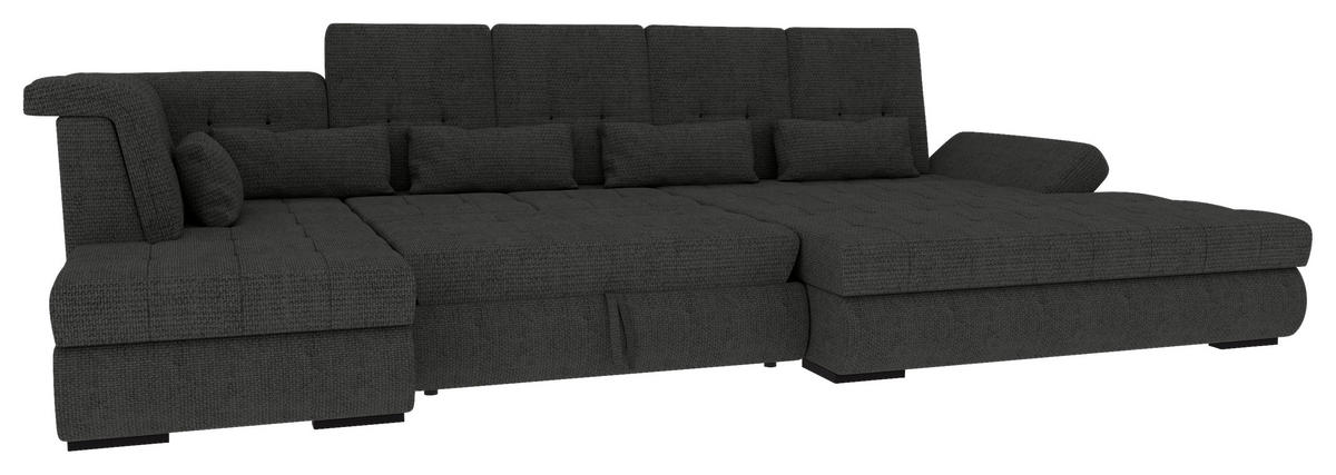 WOHNLANDSCHAFT Graphitfarben Struktur  - Schwarz/Graphitfarben, KONVENTIONELL, Kunststoff/Textil (222/358/212cm) - Carryhome