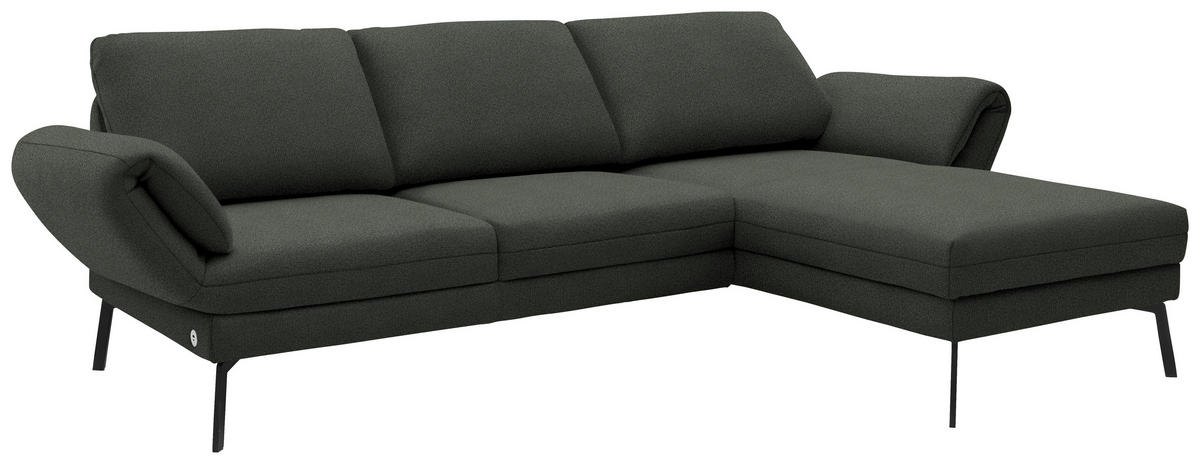ECKSOFA  in Flachgewebe Grün  255-365/175-224 cm  - Schwarz/Grün, Design, Textil/Metall (255-365/175-224cm) - Dieter Knoll