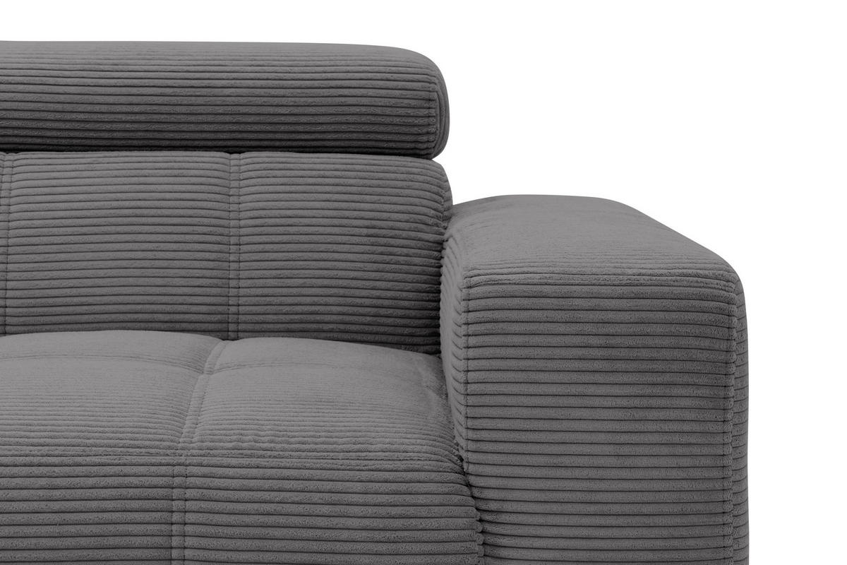 ECKSOFA TRENTO Grau Mikrofaser  - Dunkelgrau/Schwarz, MODERN, Textil/Metall (287/175cm) - MID.YOU