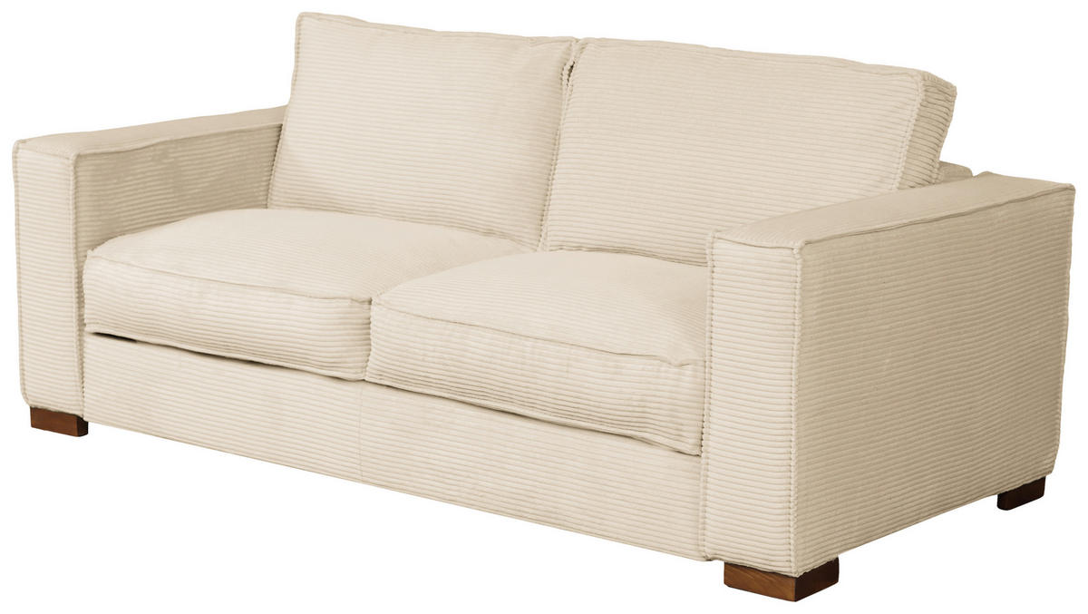 SCHLAFSOFA Cord Creme  - Dunkelbraun/Creme, Design, Holz/Textil (203/85/99cm) - MID.YOU