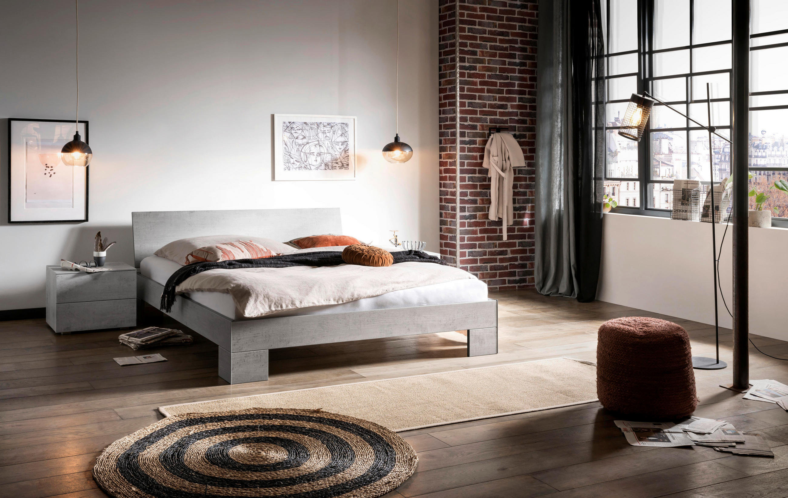 BETT 160/200 cm  in Grau  - Grau, Design, Holzwerkstoff (160/200cm) - Hasena