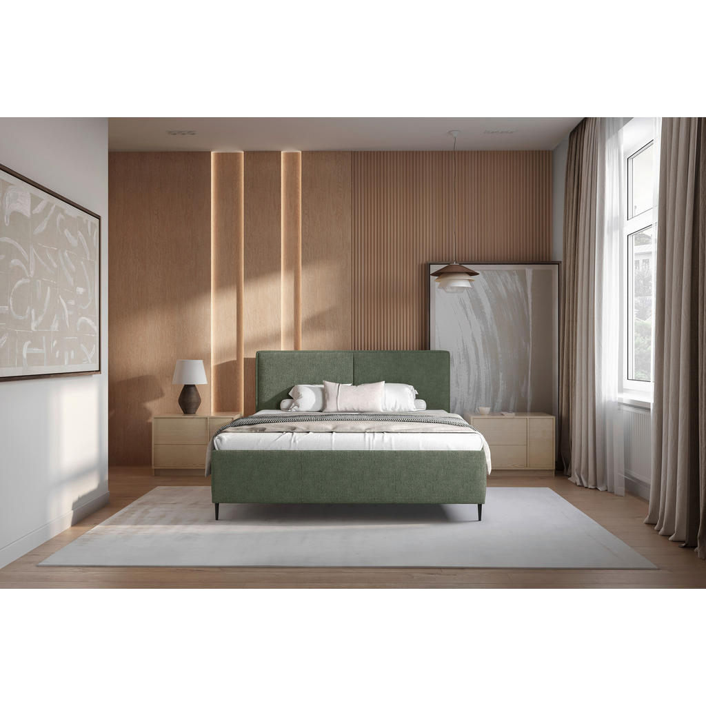 Thumbnail - Mid.you Polsterbett, Dunkelgrün, Holz, Metall, 180x200 cm, Bettkasten, Lattenrost, gepolstertes Kopfteil, Schlafzimmer, ...