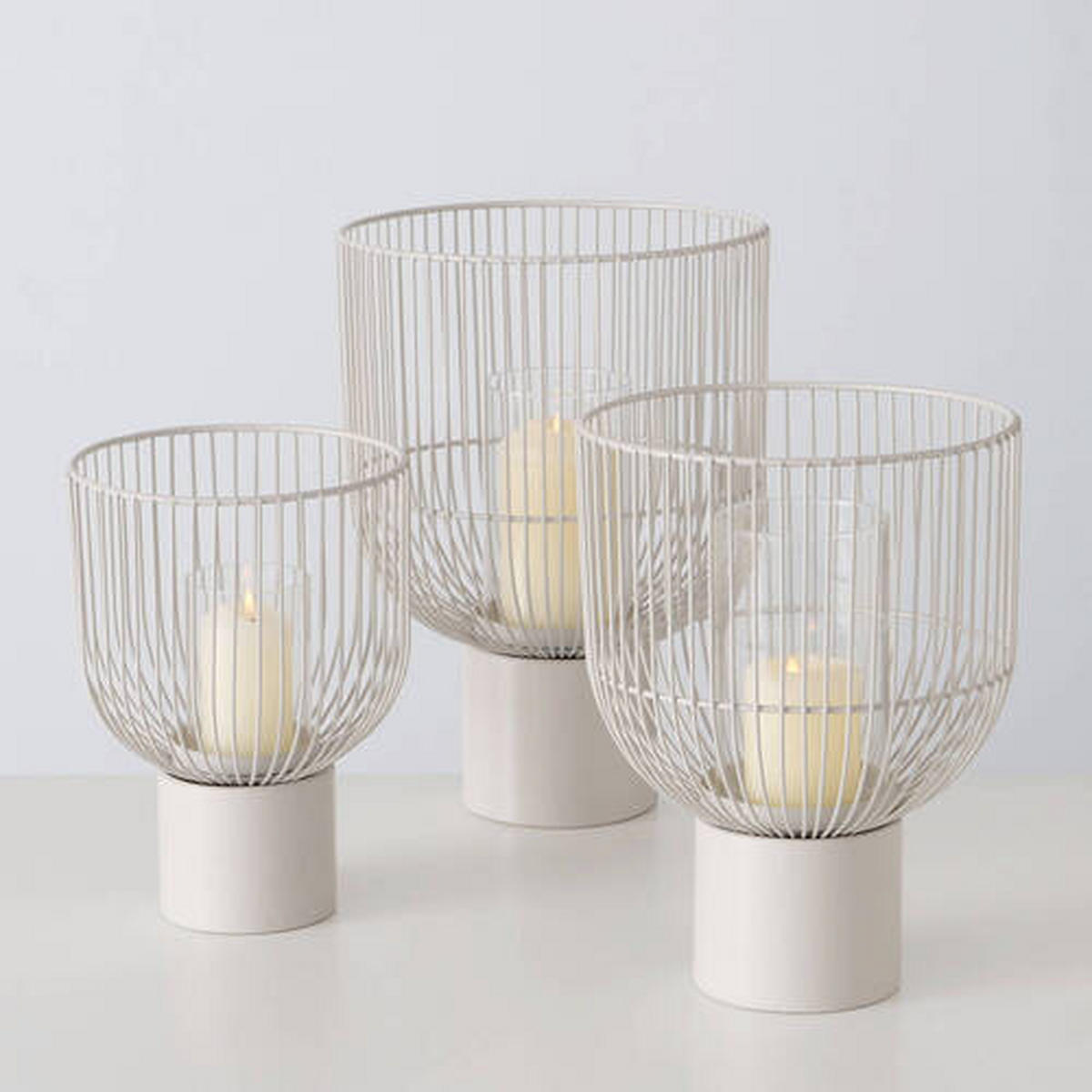 WINDLICHT Beige  - Beige, Basics, Glas/Metall (18/18/25cm) - Boltze Home