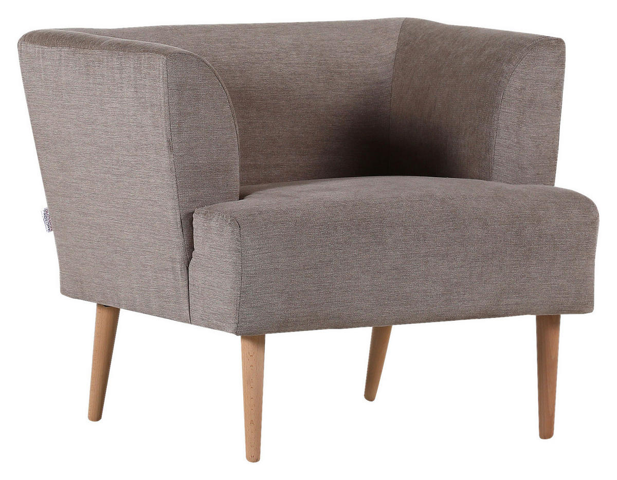 SESSEL Mikrofaser Schlammfarben    - Schlammfarben/Buchefarben, Design, Holz/Textil (85/71/80cm) - Hom`in