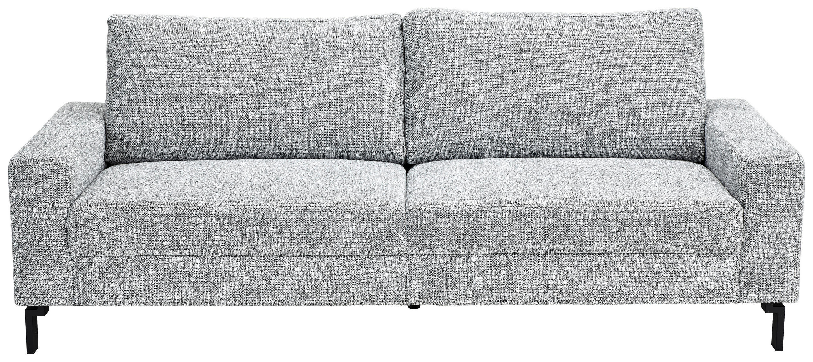 3-SITZER-SOFA in Flachgewebe Hellgrau  - Hellgrau/Schwarz, Design, Textil/Metall (218/86/97cm) - Hom`in