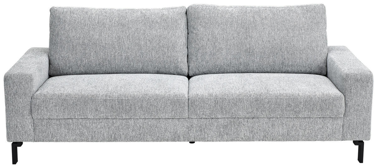 3-SITZER-SOFA in Flachgewebe Hellgrau  - Hellgrau/Schwarz, Design, Textil/Metall (218/86/97cm) - Hom`in