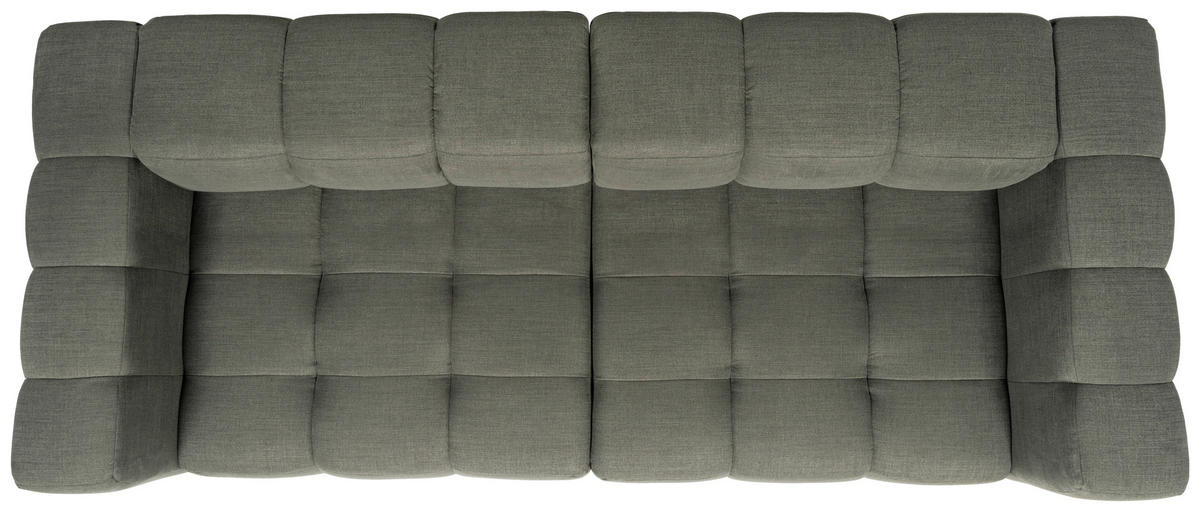 BIGSOFA in Flachgewebe, Leinenoptik Olivgrün  - Schwarz/Olivgrün, Design, Textil/Metall (262/66/113cm) - Emilio Belluti