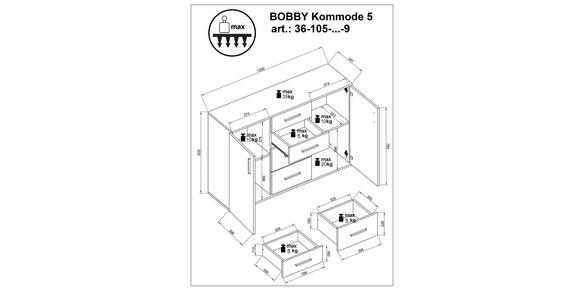 KOMMODE Bobby in 120/82/35 cm - Silberfarben/Schwarz, Design, Holzwerkstoff/Kunststoff (120/82/35cm) - Carryhome