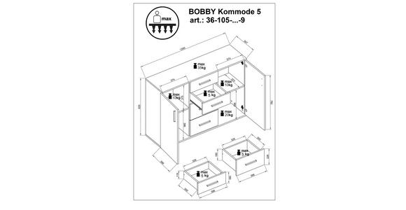 KOMMODE 120/82/35 cm  - Silberfarben/Schwarz, Design, Holzwerkstoff/Kunststoff (120/82/35cm) - Carryhome