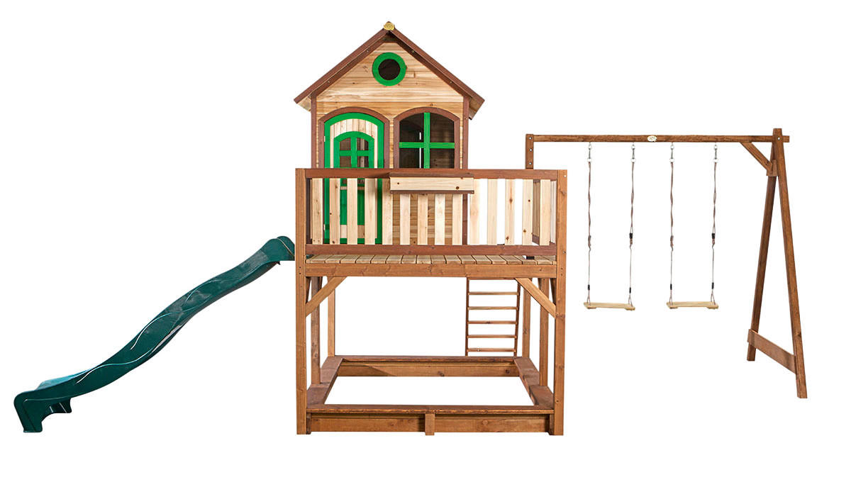 SPIELTURM 588/305/270 cm SPIELTURM AXI LIAM  - Braun, Basics, Holz (588/305/270cm) - Ambia Garden