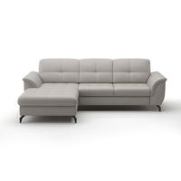 ECKSOFA ZORA E Hellgrau Echtleder  - Hellgrau/Schwarz, MODERN, Leder/Metall (164/262cm) - Sit & More