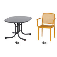 GARTENGARNITUR 5-teilig  - Anthrazit/Gelb, Basics, Holzwerkstoff/Kunststoff (90/80/140cm) - Siena Garden