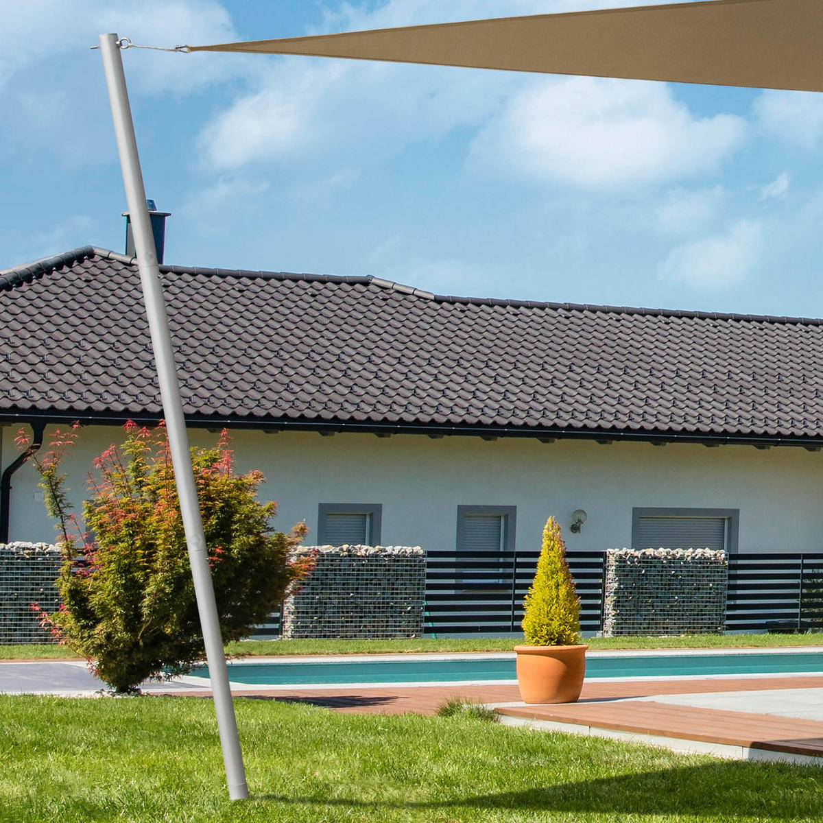 ZAHRADNÍ PLACHTA PROTI SLUNCI 500/500/500 cm  - šedohnědá, Basics, plast (500/500/500cm)