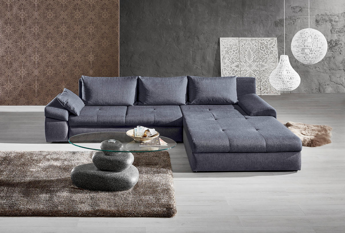 ECKSOFA Anthrazit, Dunkelgrau Webstoff  - Dunkelgrau/Anthrazit, Design, Kunststoff/Textil (313/215cm) - Carryhome