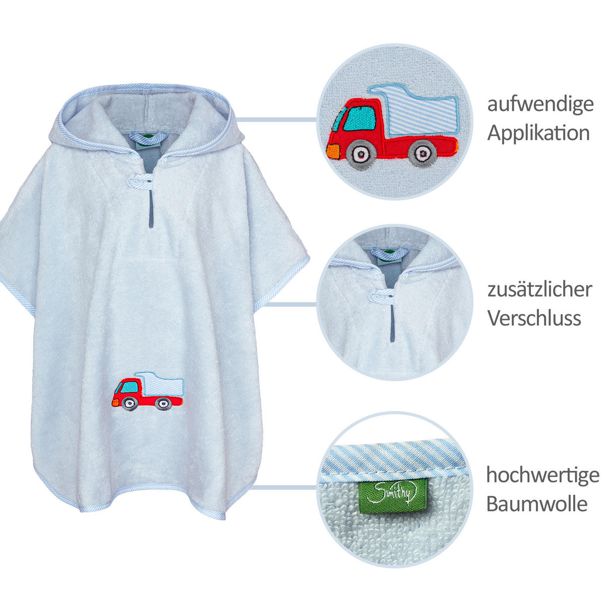 KAPUZENBADETUCH    - Hellblau, Basics, Textil (70/55cm)