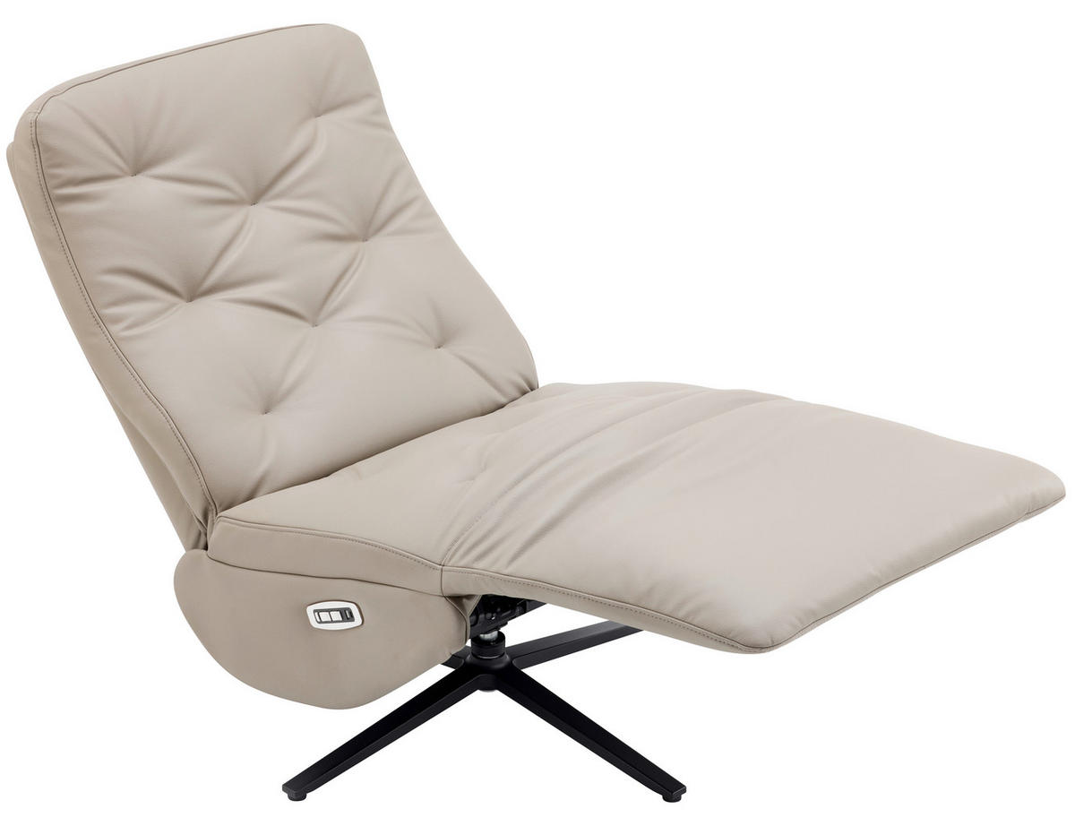 RELAXSESSEL Webstoff Relaxfunktion, Fußteilverstellung    - Taupe/Schwarz, Design, Textil/Metall (68/113/84cm) - Livetastic