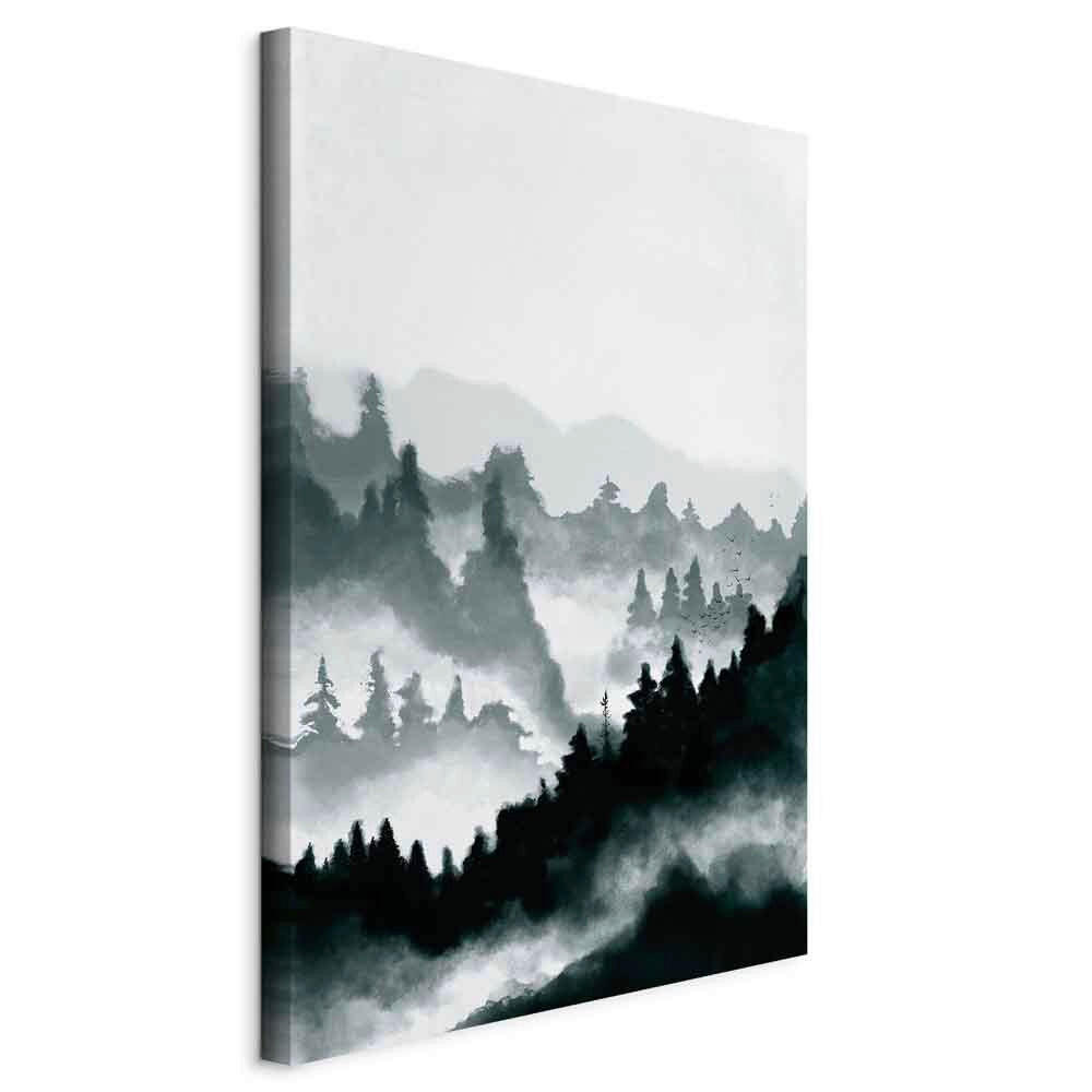 LEINWANDBILD Landschaft und Natur, Abstraktes Weiß, Dunkelgrün  - Dunkelgrün/Weiß, Basics, Holzwerkstoff/Textil (40/60/1,2cm) - artgeist