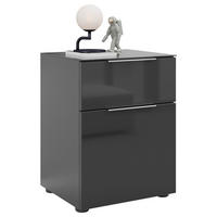 NACHTSCHRANK 45/60/40 cm  - Chromfarben/Anthrazit, Basics, Glas/Holzwerkstoff (45/60/40cm)