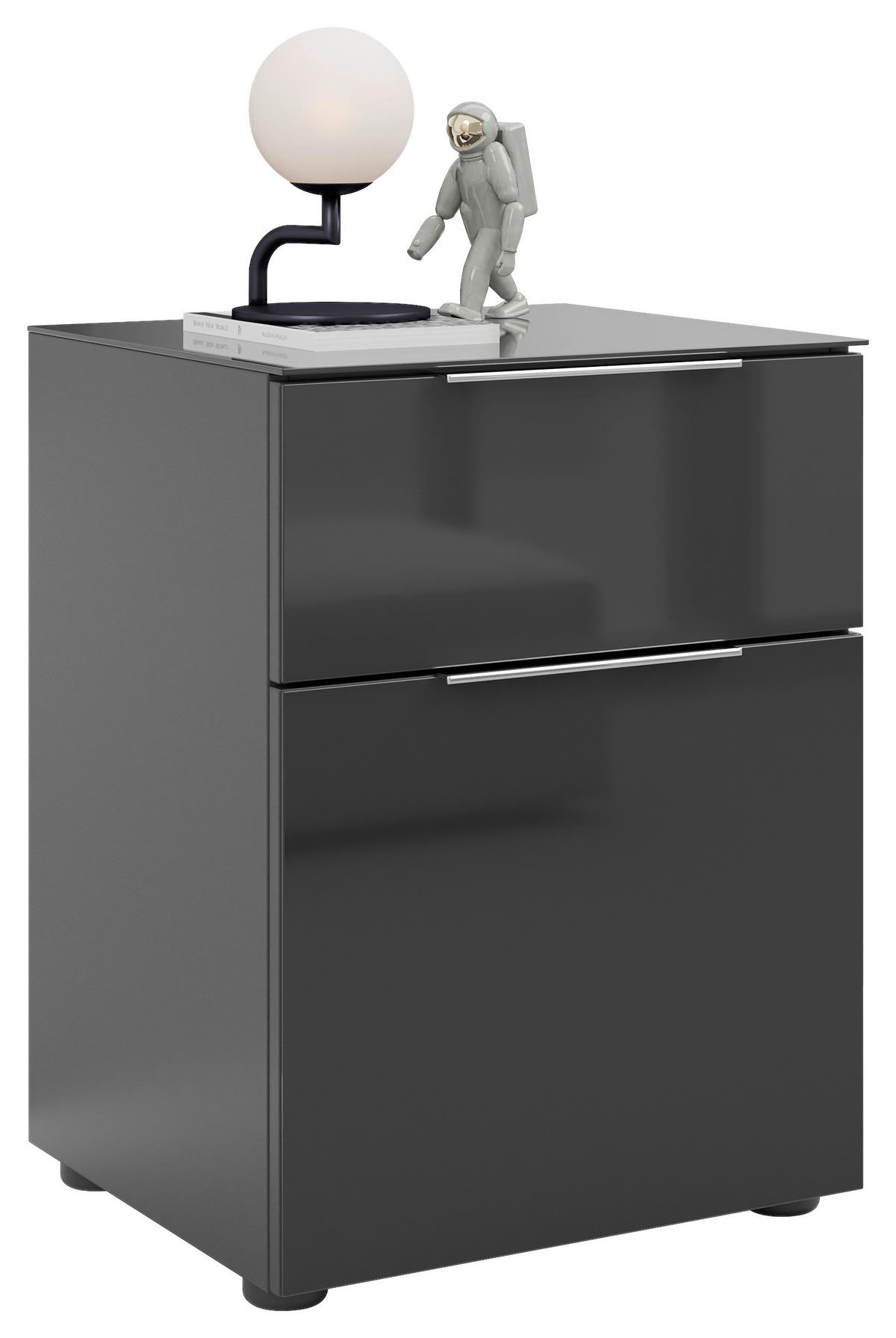 NACHTSCHRANK 45/60/40 cm  - Chromfarben/Anthrazit, Basics, Glas/Holzwerkstoff (45/60/40cm)