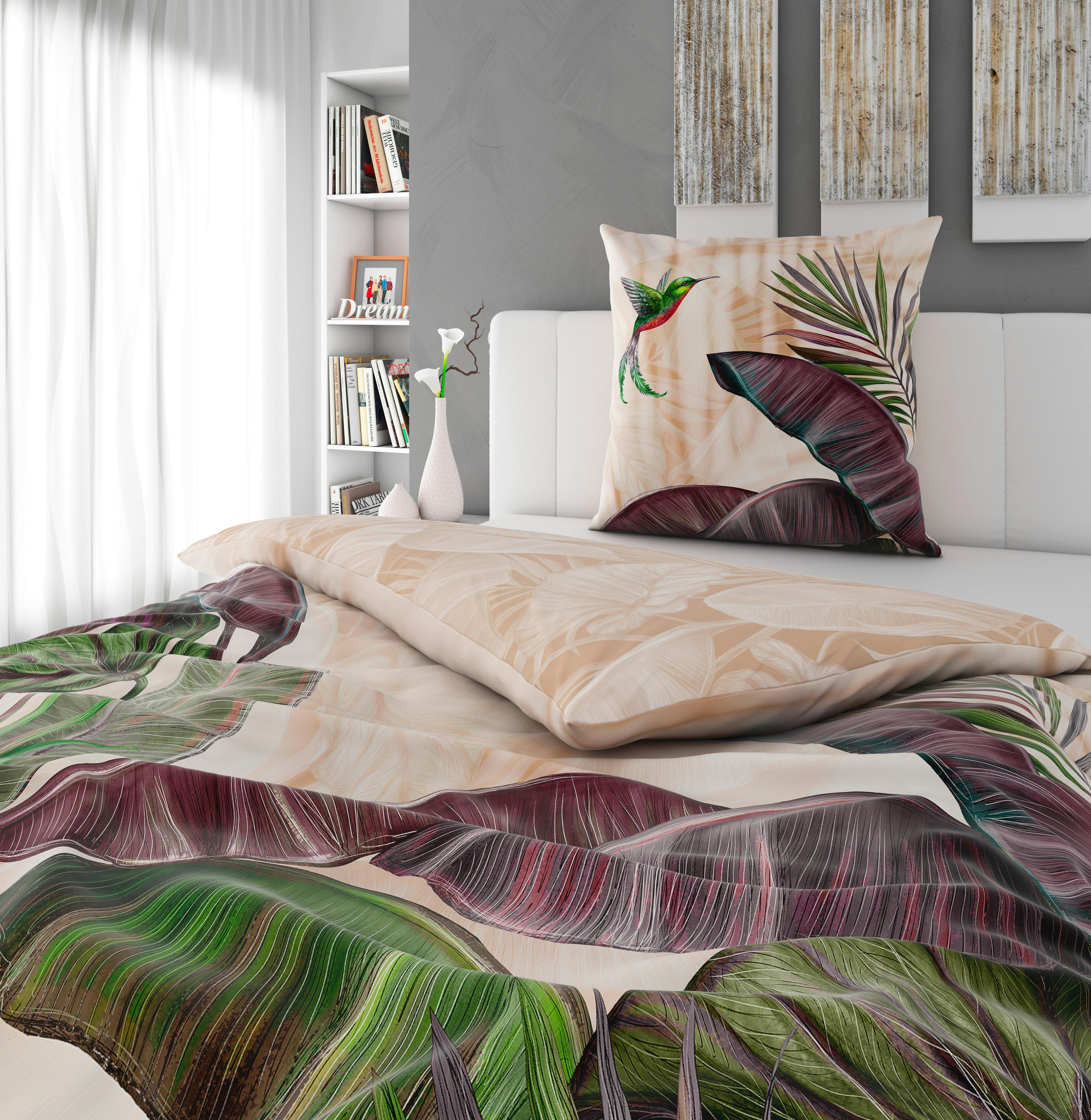 Thumbnail - Esposa Wendebettwäsche Jungle Paradise, Mauve, Textil, Blätter, 135x200 cm, atmungsaktiv, schadstoffgeprüft, Schlaftexti...