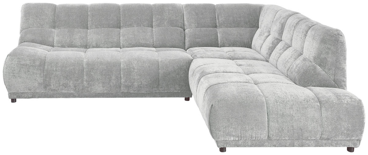 ECKSOFA ITALIA in Chenille Silberfarben  284/250 cm  - Silberfarben/Schwarz, MODERN, Kunststoff/Textil (284/250cm) - Livetastic