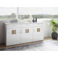 SIDEBOARD Weiß, Eichefarben, Weiß Hochglanz  180/91/43,8 cm  - Weiß Hochglanz/Eichefarben, Design, Holzwerkstoff/Kunststoff (180/91/43,8cm) - Xora