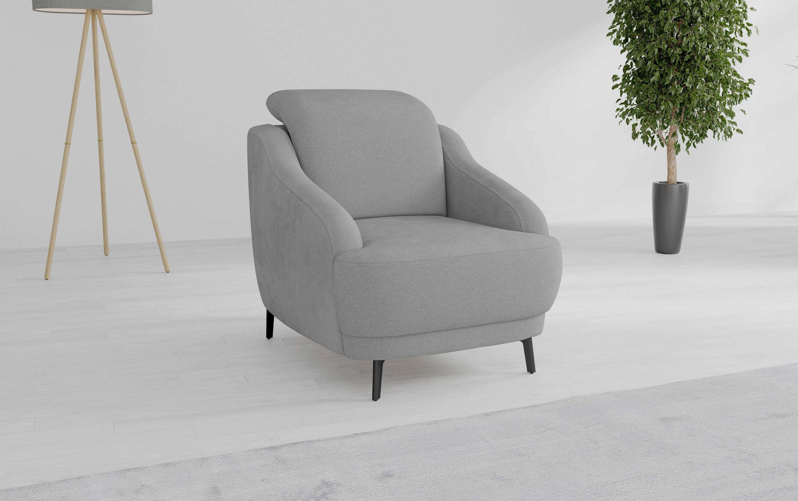 SESSEL in Mikrofaser Grau  - Schwarz/Grau, MODERN, Textil/Metall (87/93/104cm) - Sit & More