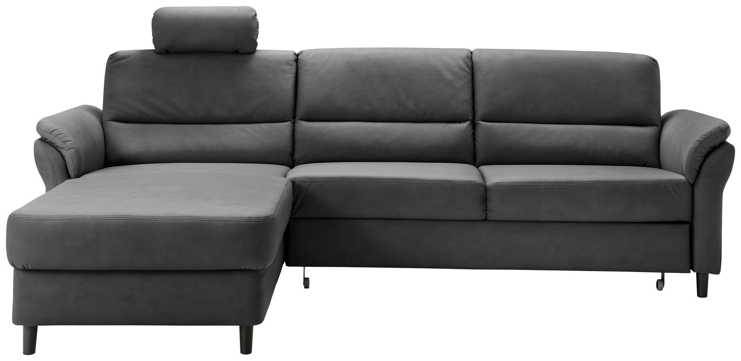 ECKSOFA Schwarz Lederlook  - Schwarz, MODERN, Holz/Textil (176/279cm) - Livetastic
