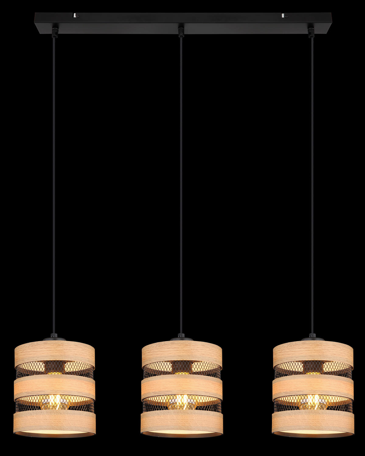 HÄNGELEUCHTE 75/18/120 cm    - Dunkelbraun/Schwarz, Design, Holz/Holzwerkstoff (75/18/120cm) - Globo