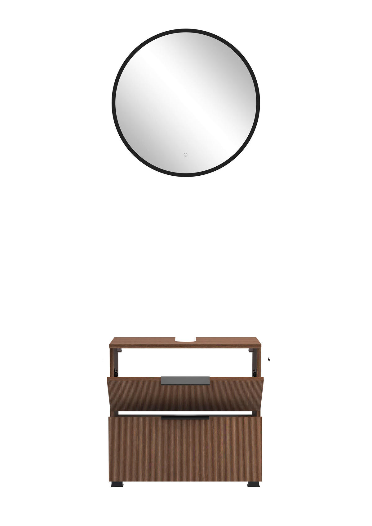 BADEZIMMER 2-teilig  in 60 cm  - Dunkelbraun/Schwarz, Natur, Holzwerkstoff/Kunststoff (60cm) - Held