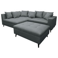 Ecksofa inkl. Hocker, mikrovlakna temno siva  - temno siva/črna, Design, tekstil/les (174/247cm) - MID.YOU