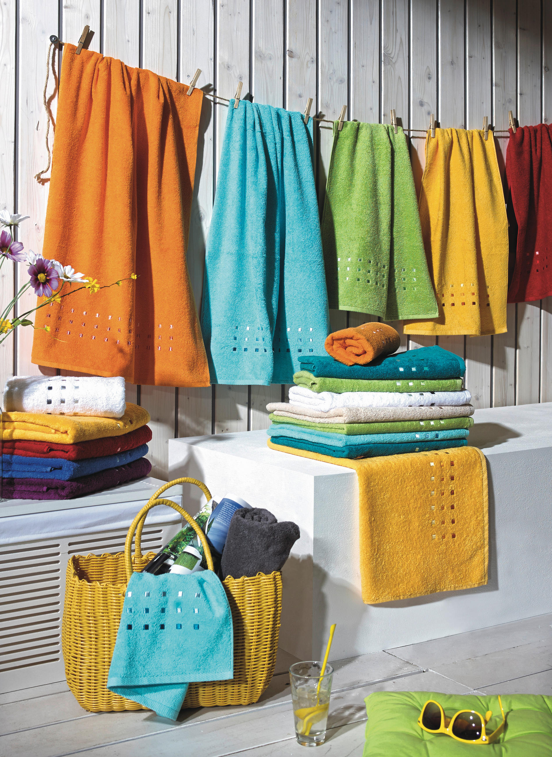 DUSCHTUCH Quattro 70/140 cm  - Türkis, Konventionell, Textil (70/140cm) - Esposa