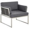GARTENSESSEL Edelstahl Edelstahlfarben, Dunkelgrau  - Edelstahlfarben/Dunkelgrau, Design, Textil/Metall (83/76/83cm) - Amatio