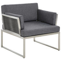 GARTENSESSEL Edelstahl Edelstahlfarben, Dunkelgrau  - Edelstahlfarben/Dunkelgrau, Design, Textil/Metall (83/76/83cm) - Amatio