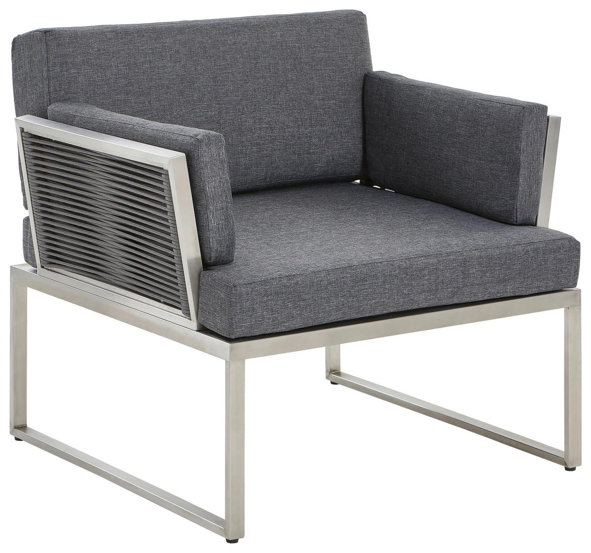 GARTENSESSEL Edelstahl Edelstahlfarben, Dunkelgrau  - Edelstahlfarben/Dunkelgrau, Design, Textil/Metall (83/76/83cm) - Amatio