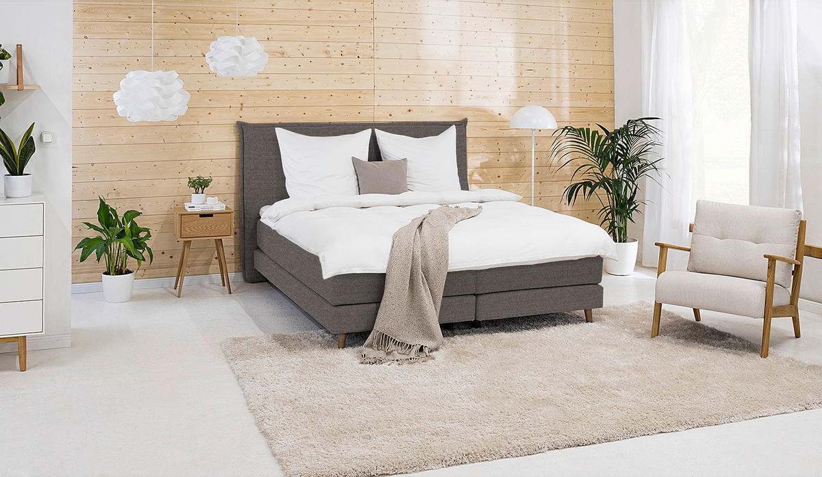 BOXSPRINGBETT 180/200 cm  in Braun  - Eichefarben/Braun, Design, Holzwerkstoff/Textil (180/200cm) - home24