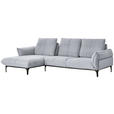 ECKSOFA in Webstoff Hellgrau  - Hellgrau/Schwarz, Natur, Textil (182/277cm) - Valnatura