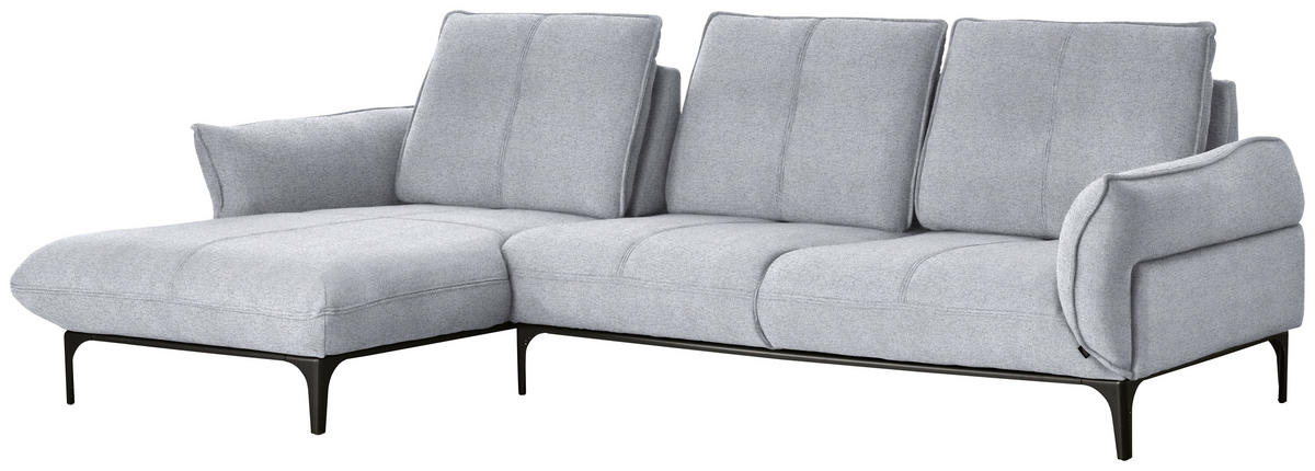 ECKSOFA in Webstoff Hellgrau  - Hellgrau/Schwarz, Natur, Textil (182/277cm) - Valnatura
