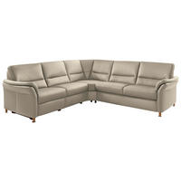 ECKSOFA in Echtleder Creme  - Eichefarben/Beige, Konventionell, Leder/Holz (262/262cm) - Beldomo Premium