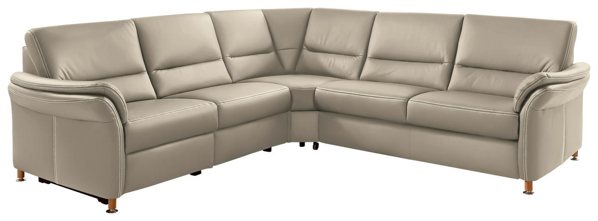 ECKSOFA in Echtleder Creme  - Eichefarben/Beige, Konventionell, Leder/Holz (262/262cm) - Beldomo Premium