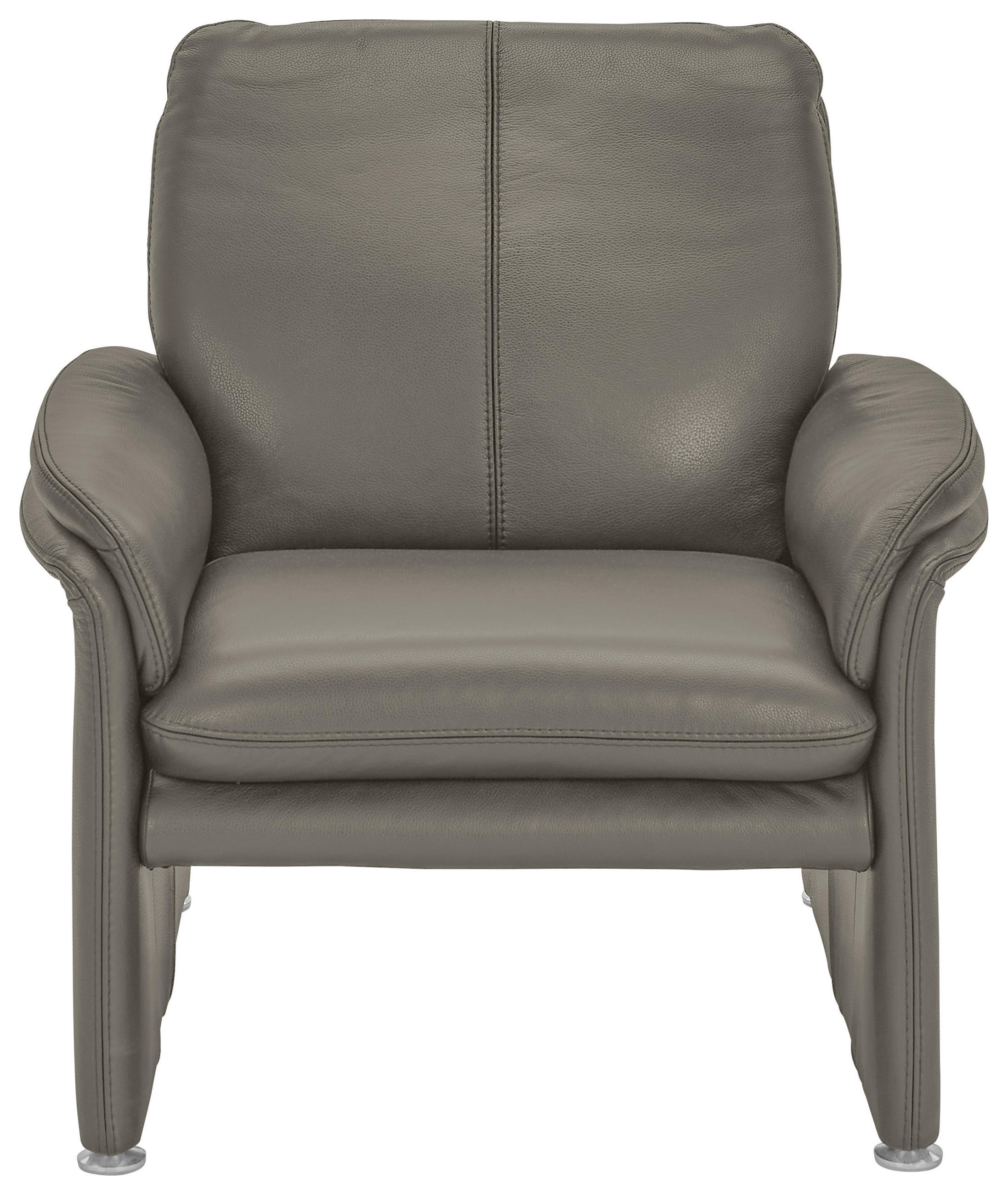 SESSEL in Echtleder Grau  - Chromfarben/Grau, KONVENTIONELL, Leder/Metall (98/90/86cm) - Celina Home