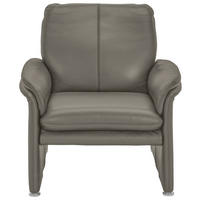 SESSEL in Echtleder Grau  - Chromfarben/Grau, KONVENTIONELL, Leder/Metall (98/90/86cm) - Celina Home